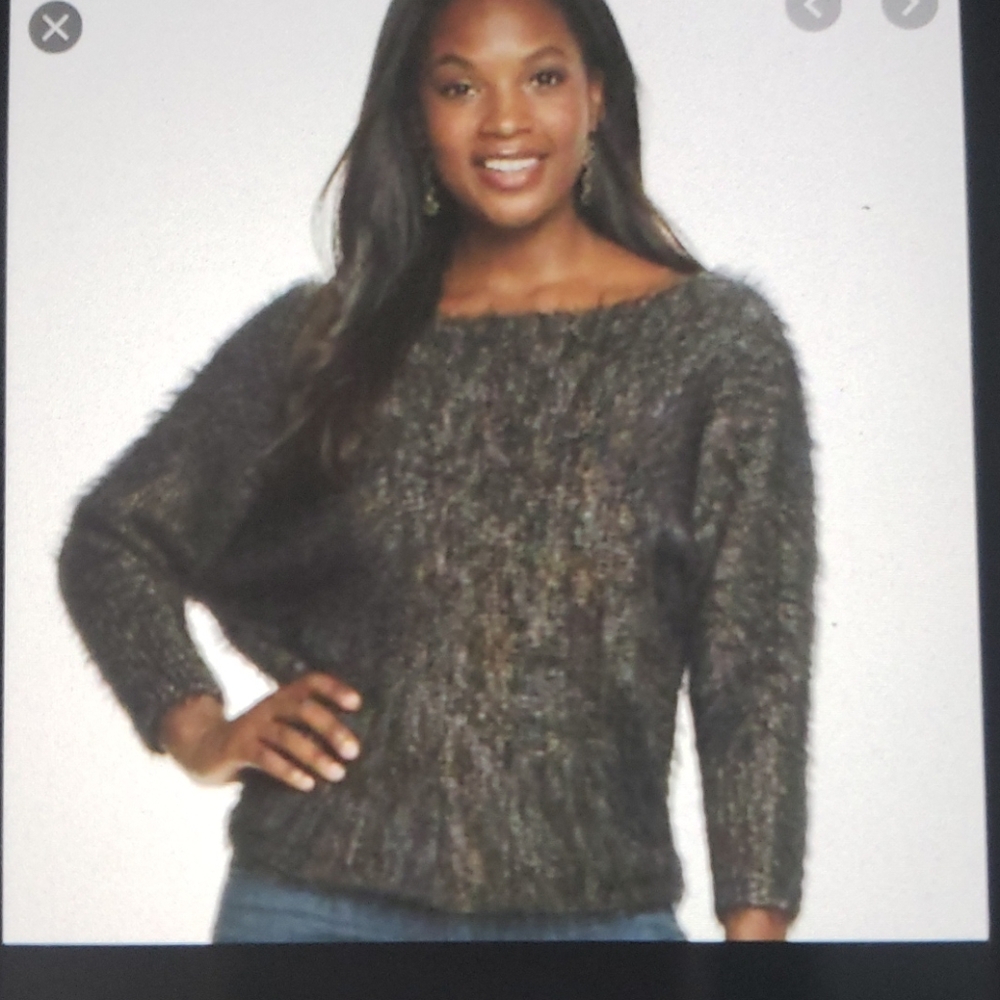 Jennifer Lopez CLEARANCE Eyelash Metallic Sweater